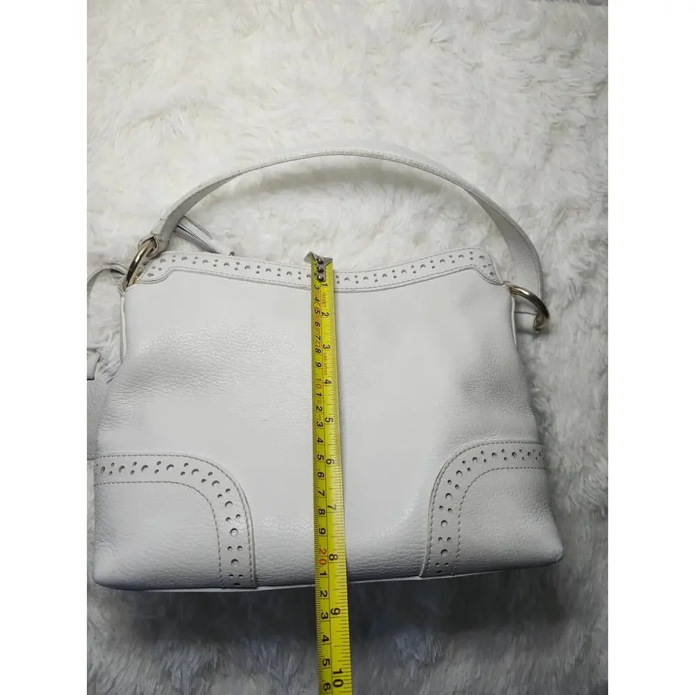Dooney & Bourke Shoulder Bag White Leather Gold Hardware Hobo Classic Minimalist - Picture 16 of 17